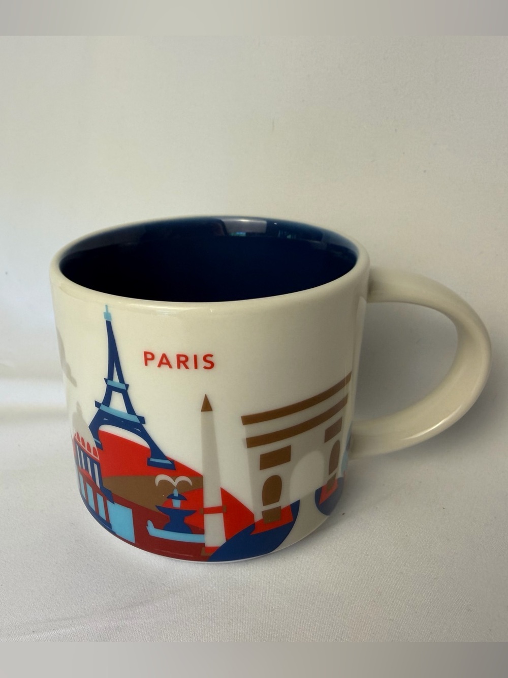 Starbucks Paris Landmark Ceramic Mug - White with Navy Interior